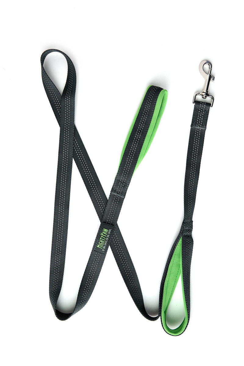 [Australia] - Mighty Paw HandleX2, Dual Handle Dog Leash - 6 Feet, Premium Quality Reflective Leash with 2 Handles. Grey/Green 