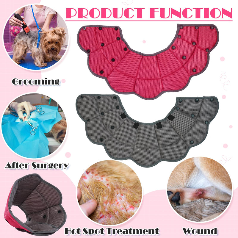 Neck Brace for Dogs, Cat Neck Brace, Protective Dog Collar, Breathable Dog Collar for Small, Medium and Large Dogs, Adjustable Dog Recovery Collar After Surgery - Rose Red SS (Neck: 24-30cm/9.4-11.8in) - PawsPlanet Australia