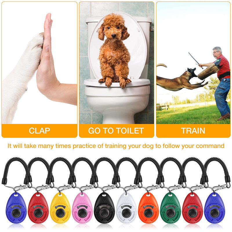 Sumind 10 Pieces Dog Training Clickers with Wrist Lanyard Pet Training Clicker Dog Behavior Training Tool with Big Button for Pet Training Dogs Cats Birds Horses - PawsPlanet Australia