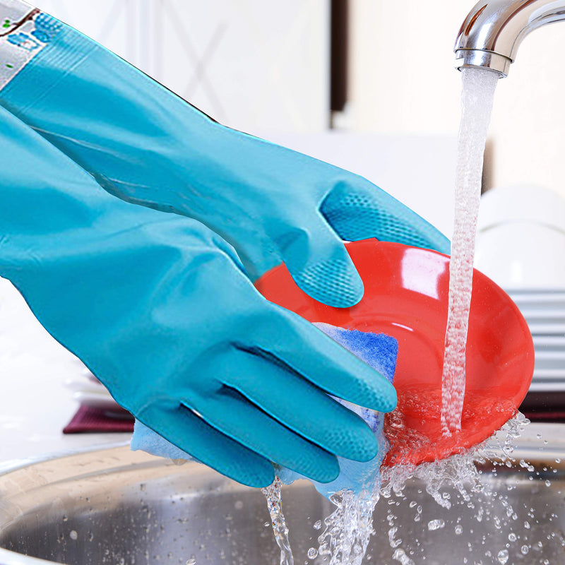 TRIXES Long Rubber Pond and Drain Gloves  Household & Garden Chores, Gardening, Weeding, Washing, Cleaning & Dishwashing  Extra Protection for Sleeves - Heavy Duty, Waterproof and Lined for Warmth Blue - PawsPlanet Australia