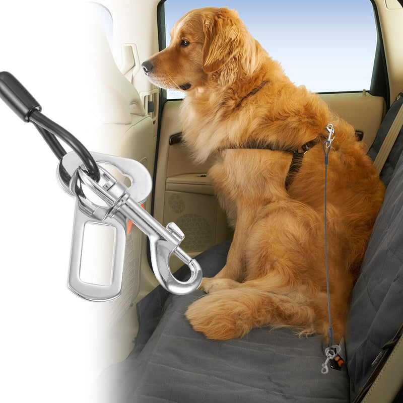 EUIOOVM Pack of 2 Stainless Steel Dog Seat Belt, Dog Seat Belt Car No Chew Heavy Duty Car Seatbelt for Pets Dog Belt for All Dog Breeds, Coated Steel Rope to Prevent Chewing (Black) - PawsPlanet Australia