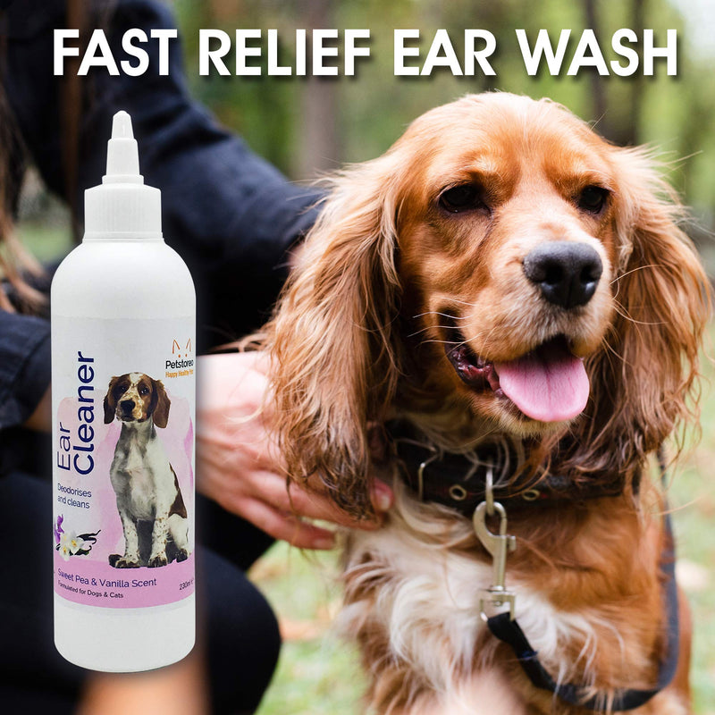 Petstoreo Dog Ear Cleaner - Created by UK Vets - Calming Sweet Pea & Vanilla Scent - 230ml - PawsPlanet Australia