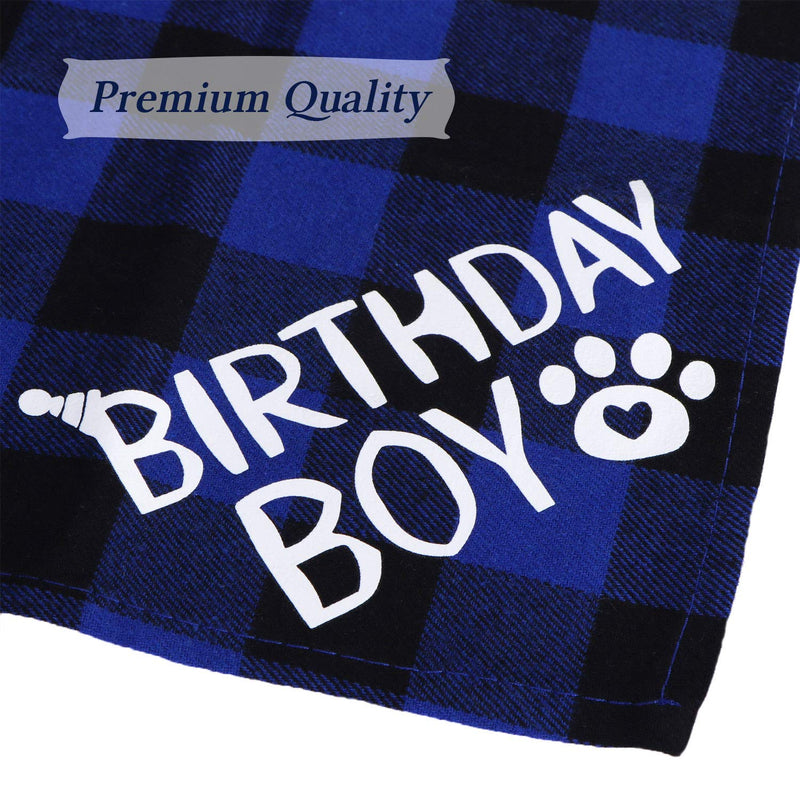 STMK Dog Birthday Bandana, Dog Birthday Boy Bandana Plaid Triangle Scarf for Dog Puppy Birthday (Blue) Blue - PawsPlanet Australia