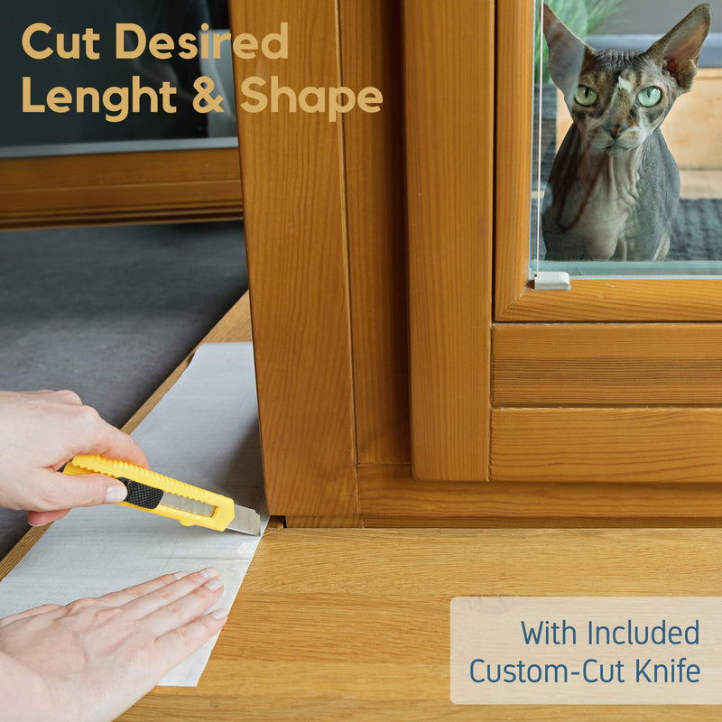 PROTECTO Pet Scratch Protector w/ Custom-Cut Knife - Door Guard + Wood & Furniture Shield for Dog & Cat Scratching Deterrent, Defender & Repellent w/ Super Sticky Self-Adhesive Backing - PawsPlanet Australia