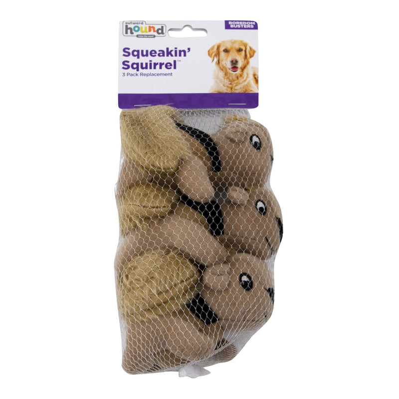Outward Hound Squeakin' Squirrels Plush Replacement Dog Toys - 3 Pack Replacement Animals (3-Pack) - PawsPlanet Australia
