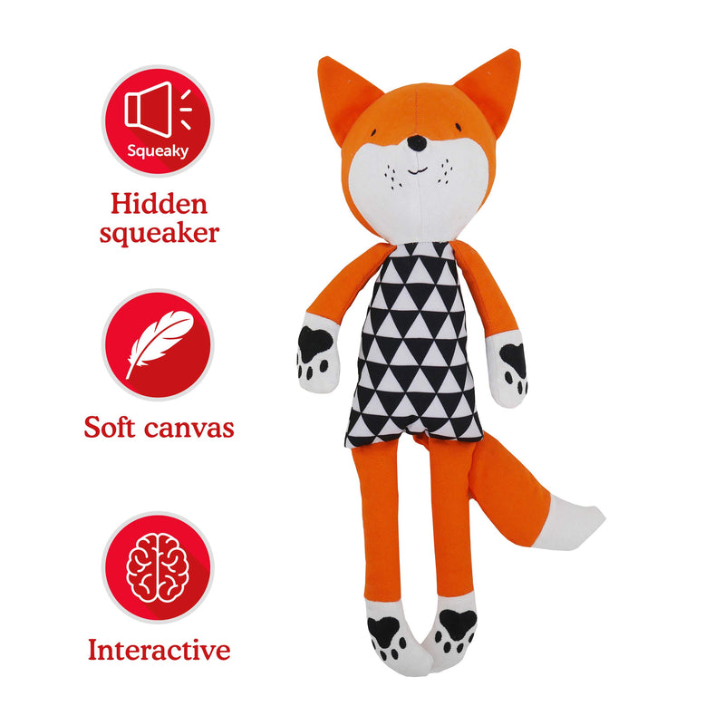 Rosewood Mr Fox, Plush Interactive Dog Toy - Orange One Size - PawsPlanet Australia