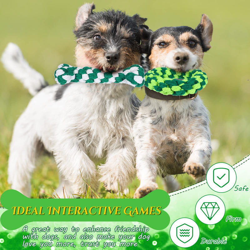 4 Pcs St. Patricks Day Dog Rope Toys Pet Rope Chew Toys Durable Bone Shamrocks Holiday Dog Toys for Small Dogs Puppy Teething St. Patricks Day Dog Supplies Irish Gifts - PawsPlanet Australia