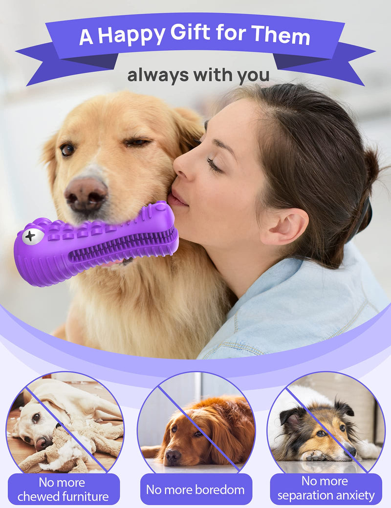 Dog Toys for Aggressive Chewers Large Medium Breed Dog Chew Toys Dog Toothbrush Nearly Indestructible Squeaky Interactive Tough Extremely Durable Toys for Medium Large Dogs A-Purple - PawsPlanet Australia