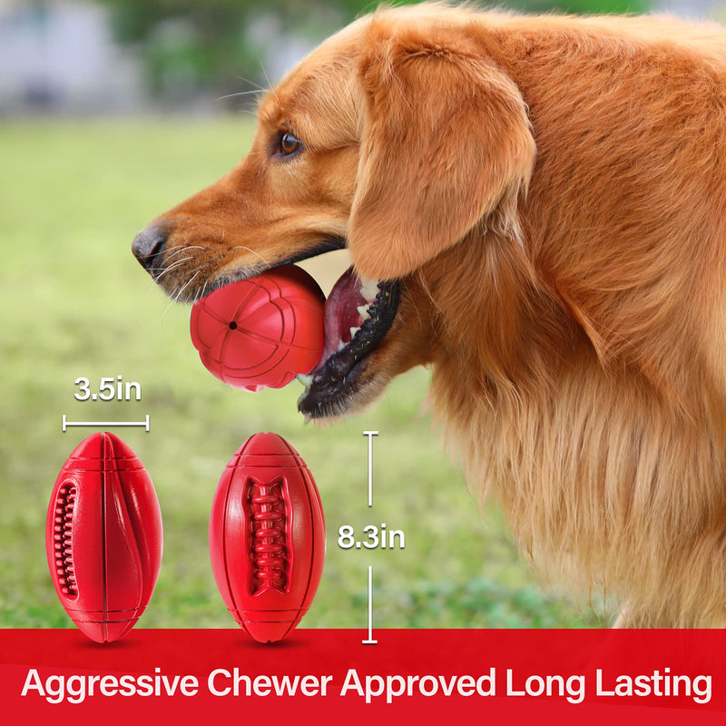 Apasiri Dog Toy Dog Chew Toy Durable Tough Ball Squeaky Dog Toys Almost Indestructible for Large Dogs Training Rubber Teething Toys Dog Great Gift for Dogs Medium & Large Red - PawsPlanet Australia