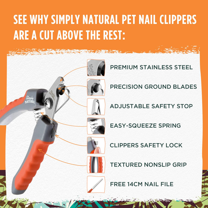 Pet Nail Clippers by Simply Natural  Stay-Sharp Pet Nail Clippers for Dogs Cats Birds and Rodents and All Claw Sizes with a 14cm Pet Nail File for Claw Clippers - PawsPlanet Australia