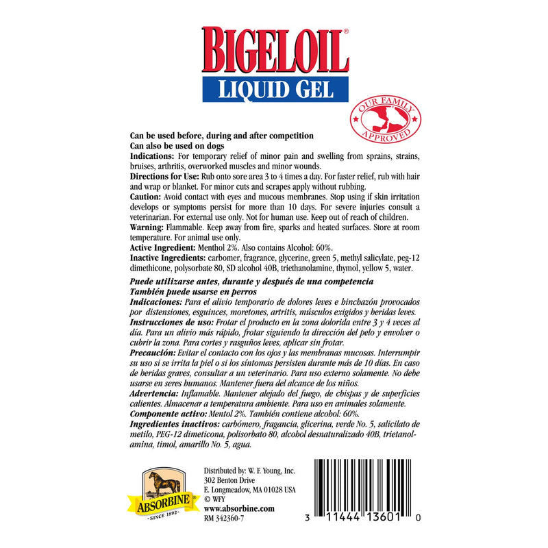 Bigeloil Topical Pain Relief, Liquid Gel Liniment, 14oz. - PawsPlanet Australia