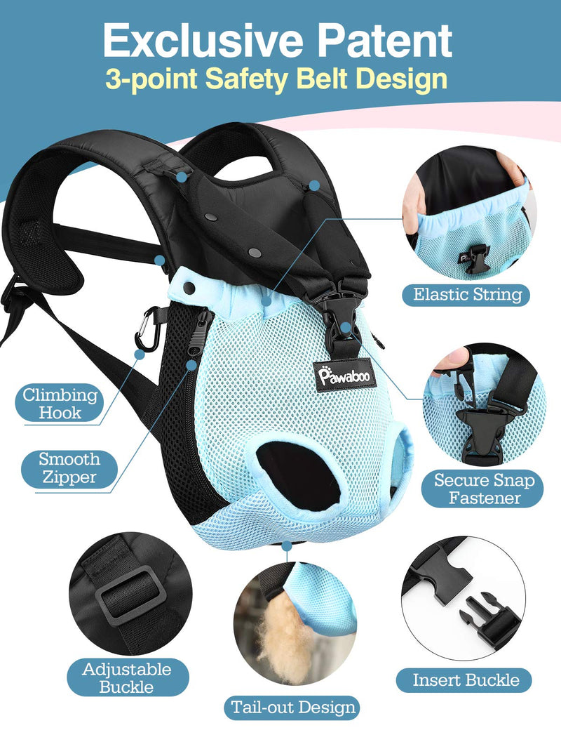 Pawaboo Pet Carrier Backpack, Adjustable Pet Front Backpack Cat Dog Carrier Backpack Safety Travel Bag, Legs Out, Easy-Fit for Traveling Hiking Camping for Small Medium Dogs Puppies X-Large Blue - PawsPlanet Australia