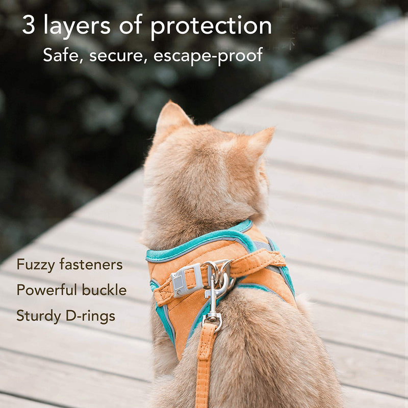 Step-in Cat Harness and Leash, Adjustable Comfortable Escape Proof Chest Vest, Soft Breathable Mesh Jacket with Reflective Strips, Easy to Wear and Control, for Small Medium Pet Dog Kitten Puppy (S) S (Chest 7.9″ - 9.5″) - PawsPlanet Australia