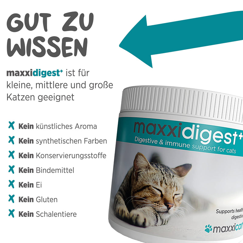 maxxicat - maxxidigest+ probiotics, prebiotics & digestive enzymes for cats - advanced support for the digestion and immune system of cats - no GMO powder - powder 200 g 200 g (pack of 1) - PawsPlanet Australia