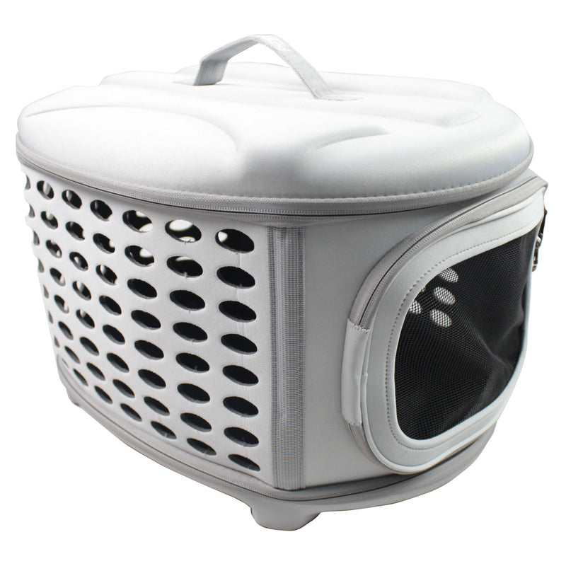 [Australia] - Circular Shelled Perforate Lightweight Collapsible Military Grade Transporter Pet Carrier Light Grey One Size 