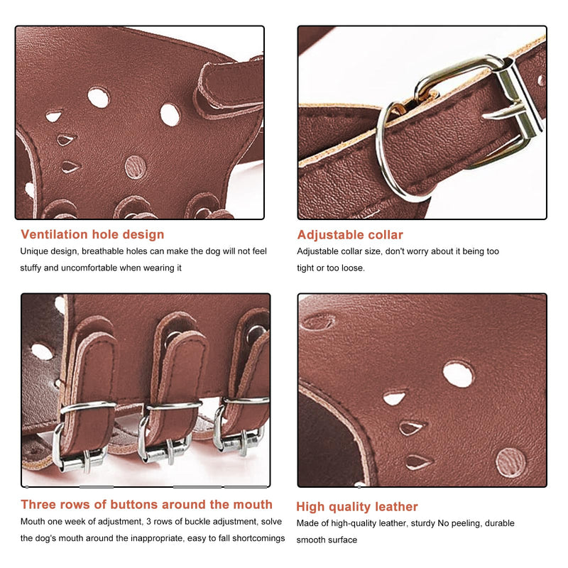 Dog Muzzle, Adjustable Loop Dog Muzzle, PU Materials, Breathable, Safer, For Medium and Large Dogs, Prevents Biting, Chewing and Barking (Coffee Color) - PawsPlanet Australia