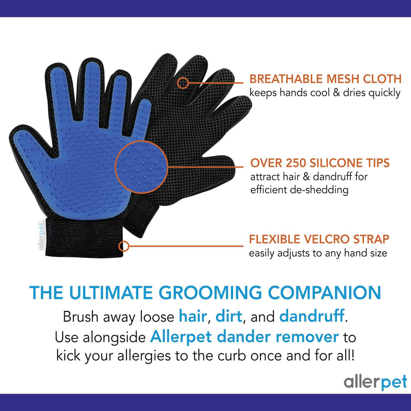 Allerpet Dog Allergy Relief w/Free Pair of Grooming Gloves - Best Pet Dander Remover for Allergens - for Canine Dry Skin Treatment - Good for Fur & Skin - (12oz) - PawsPlanet Australia