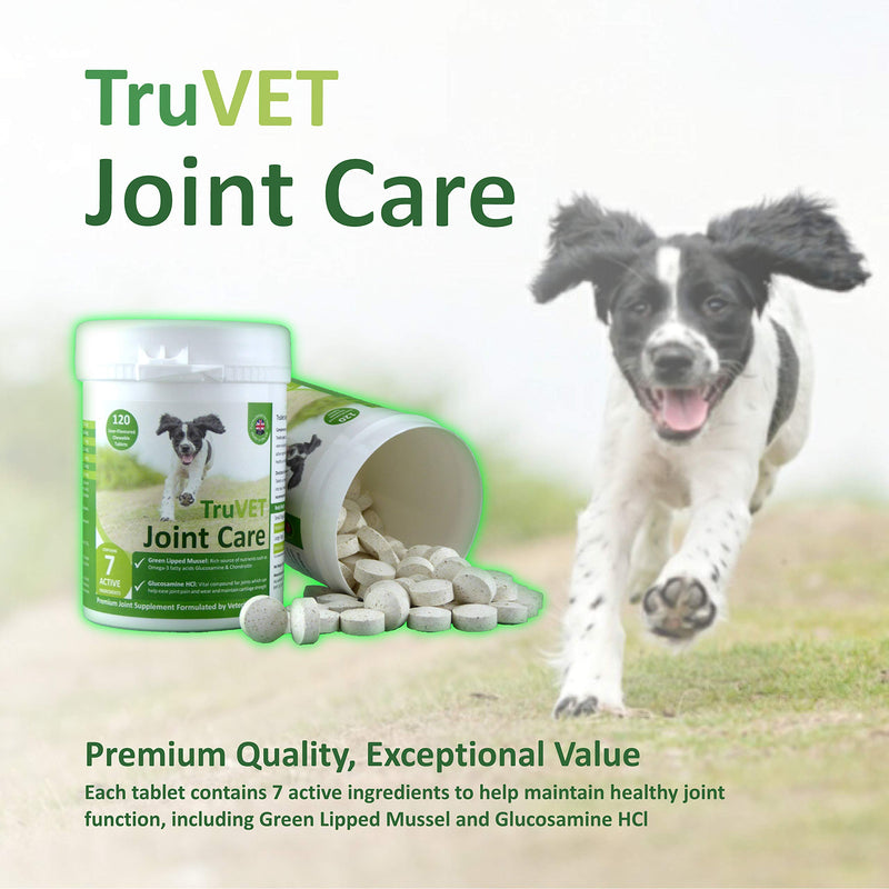 TRU VET Dog Joint Care Supplements Tablets Glucosamine Green Lipped Mussel Powerful Glucosamine HCI Green Lipped Mussel Joint Care Nutrients for Dog Aids Stiff Joints, Supports Joint Structure 120 - PawsPlanet Australia