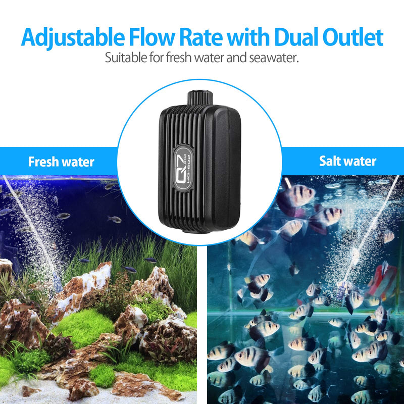 Aquarium Air Pump, Fish Tank Air Pump with Dual Outlet Adjustable Air Valve Ultra Silent Oxygen Whisper Air Pump with Air Stones Silicone Tube Check Valves Up to 80 Gallon Tank - PawsPlanet Australia