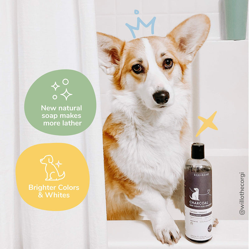 kin+kind Natural Dog Shampoo Deep Clean (12 fl oz) - Vet Formulated with Almond Essential Oil, Vanilla Essential Oil and Activated Charcoal - Made in USA - PawsPlanet Australia