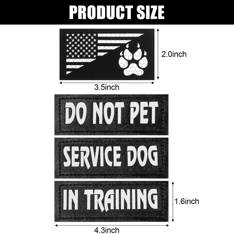 Weewooday 8 Pieces Reflective Dog Vest Patches, Removable Tactical Patches for Dog Harness Service Dog in Training and Dog Halter Patches with Printed Dog Paw and Flag (11 x 4 cm/ 4.33 x 1.57 Inch) 11 x 4 cm/ 4.33 x 1.57 Inch - PawsPlanet Australia