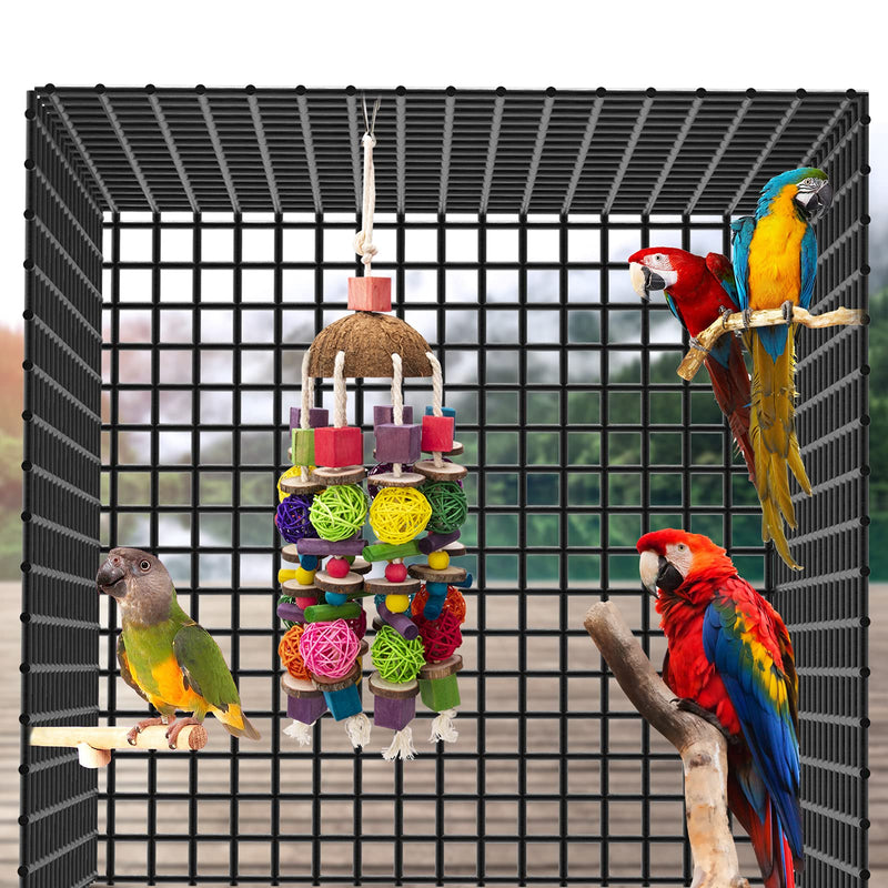 EBaokuup Large Bird Parrot Toys, Multicolored Wooden Blocks Bird Chewing Toy Parrot Cage Bite Toy for Macaws Cokatoos African Grey and Large Medium Parrot Birds - PawsPlanet Australia