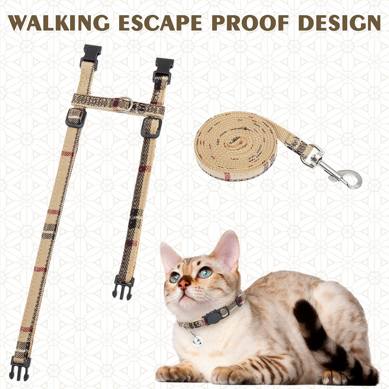 KOOLTAIL Cat Harness with Leash and Collar Set - Escape Proof Adjustable Plaid H-Shaped Cat Vest Harness with Leash and Breakaway Collar for Cats Small Dogs Outdoor Walking - PawsPlanet Australia