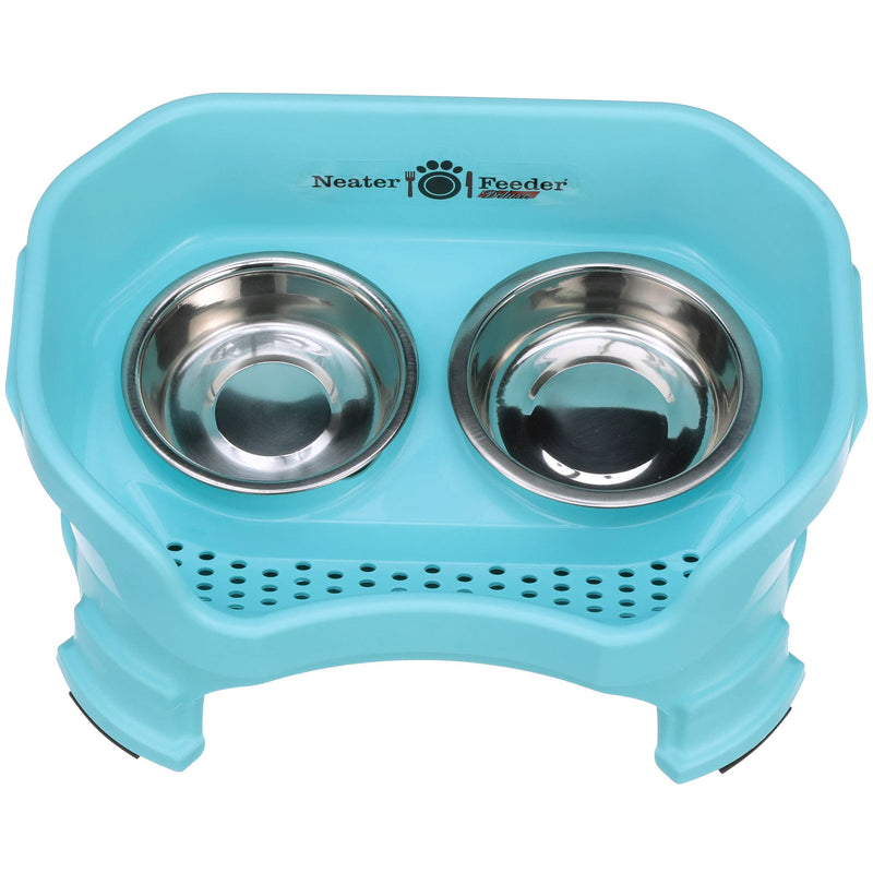 Neater Pet Brands Neater Feeder Deluxe for Cats with Leg Extensions - Elevated Food & Water Bowls - Mess-Free Raised Feeder, Aquamarine S - Cat - PawsPlanet Australia