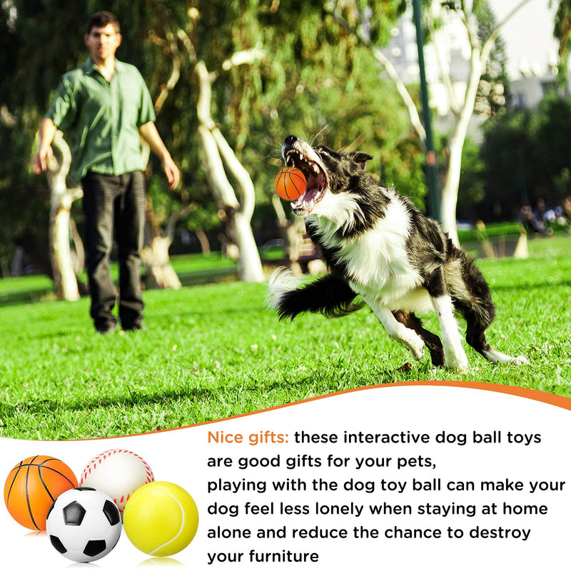 12 Pieces Dog Toy Balls Includes Basketballs Dog Toy Soccer Dog Toy Dog Chew Tennis Ball and Puppy Baseball Ball Toy Interactive Bouncy Dog Ball for Small Medium Dog Puppy, 4 Styles - PawsPlanet Australia