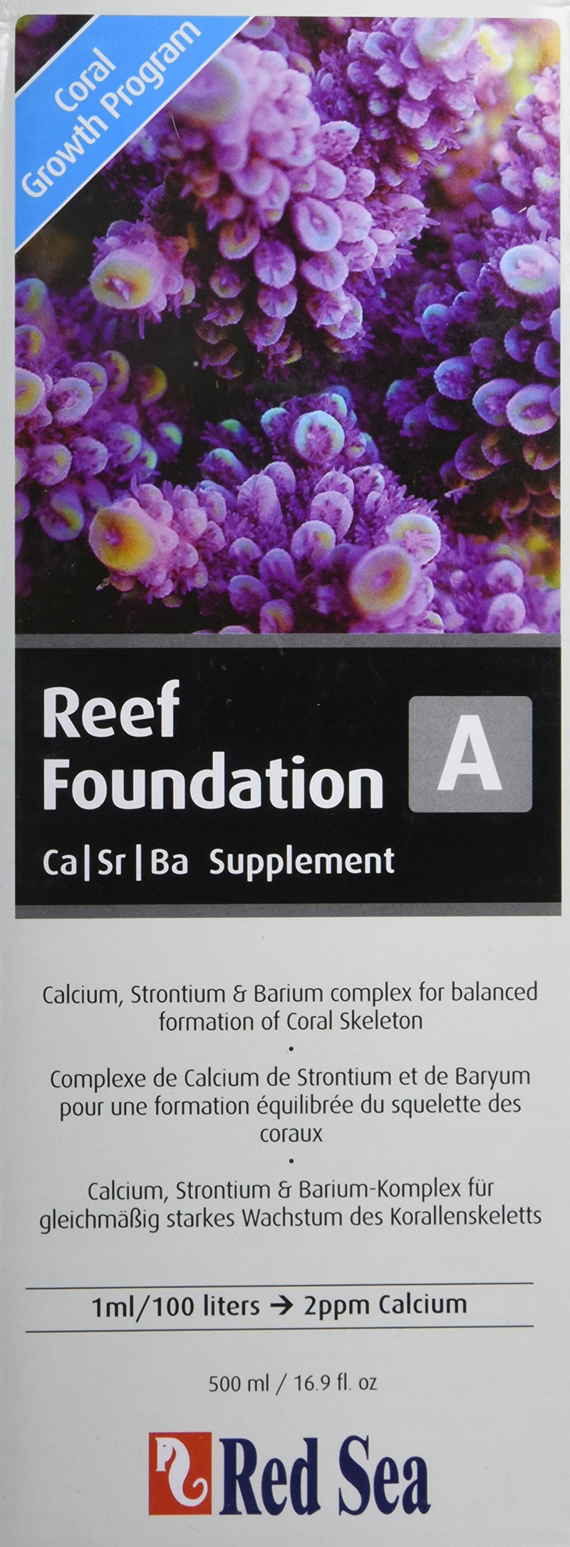 [Australia] - Red Sea Fish Pharm ARE22013 Reef Foundation Calcium/Strontium Supplement-A for Aquarium, 500ml 