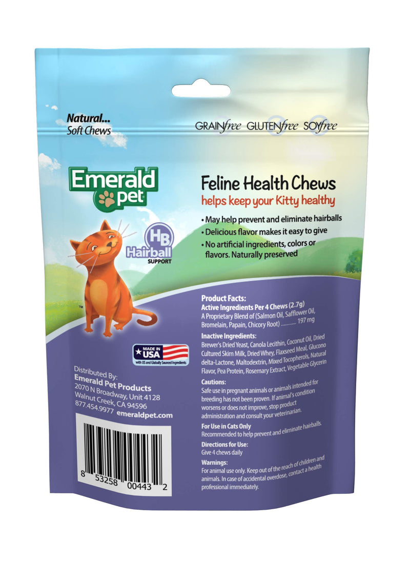 Emerald Pet Feline Hairball Soft Natural Grain Free Cat Chew, Made in USA 2.5 - PawsPlanet Australia