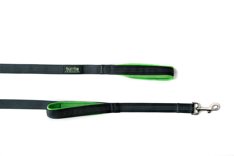 [Australia] - Mighty Paw HandleX2, Dual Handle Dog Leash - 6 Feet, Premium Quality Reflective Leash with 2 Handles. Grey/Green 