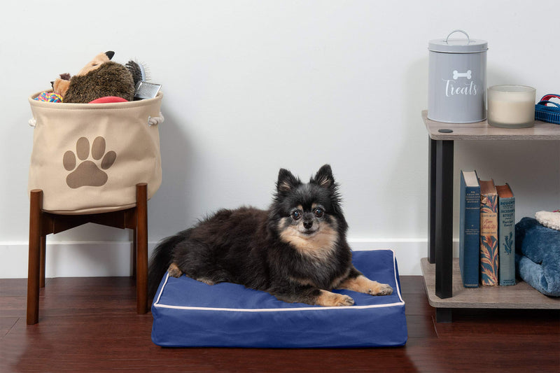 [Australia] - Furhaven Pet - Sofa-Style Dog Pillow Bed & Traditional Orthopedic Foam Mattress Dog Bed for Dogs & Cats - Multiple Styles, Sizes, & Colors Small Cooling Gel Foam Mattress Blue w/ Tan Trim 