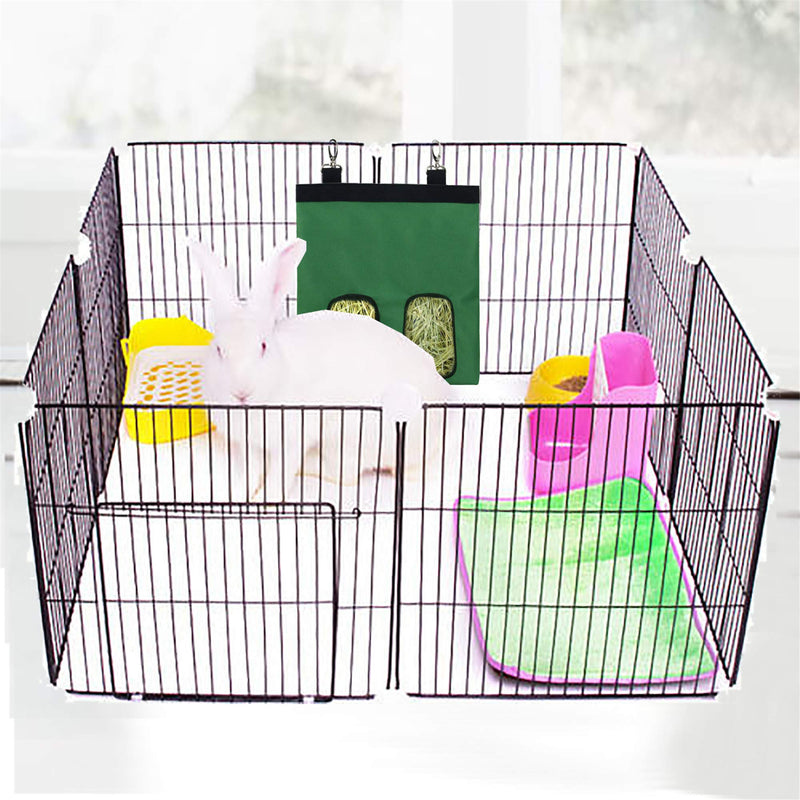 GeerDuo Rabbit Hay Feeder Bag, Guinea Pig Hay Feeder Storage ，Hanging Feeding Hay for Small Animals Larege Size 600D Oxford Cloth Fabric Green - PawsPlanet Australia