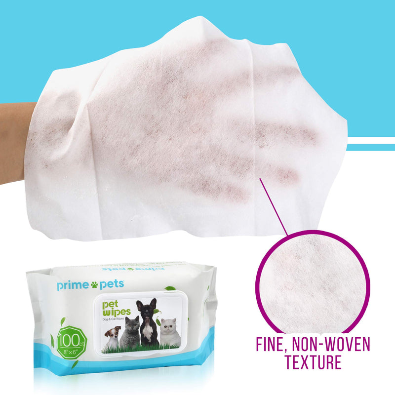 PrimePets Dog Wipes Cleaning Deodorizing, Pet Grooming Wipes 8" x 6", Fragrance Free, 100ct per Pack(1, 3, 6 Pack) Cat Wipes for Paws Face Butt Eyes Ears 100PCS Dog Wipes - PawsPlanet Australia