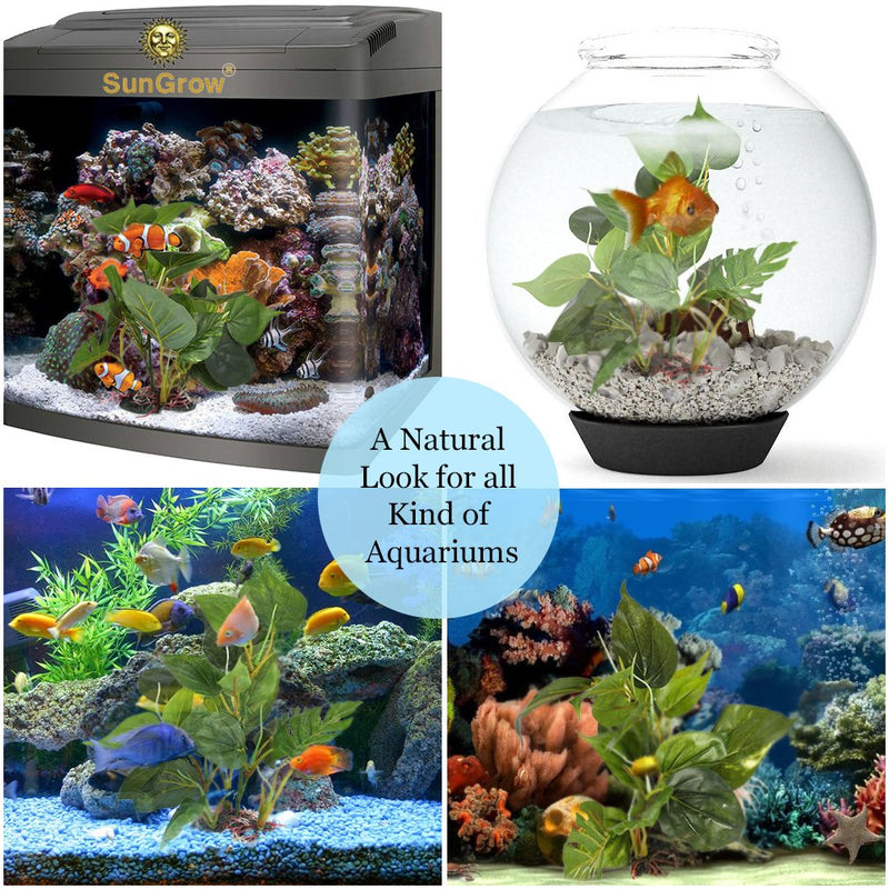 SunGrow Aquarium Plastic Leaf Plant, Fish Tank Decor Accessories & Supplies, Hiding Spot for Fish, Reptiles, Amphibians, 1 Piece - PawsPlanet Australia