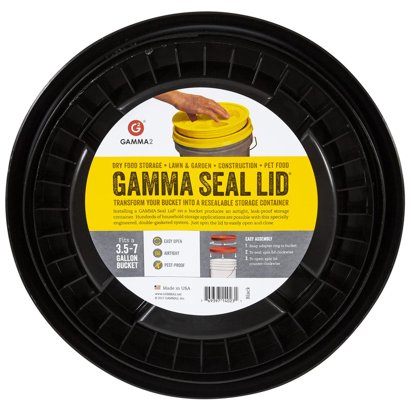 GAMMA2 Gamma Seal Lid - Pet Food Storage Container Lids - Fits 3.5, 5, 6, & 7 Gallon Buckets Black - PawsPlanet Australia