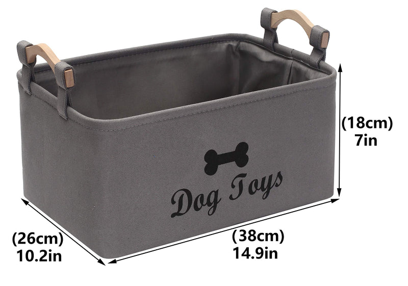Morezi canvas dog toy box and pet toy boxes basket organizer - perfect for organizing puppy toys, blankets, leashes, vest, chew toy and clothes - Dark Gray - PawsPlanet Australia