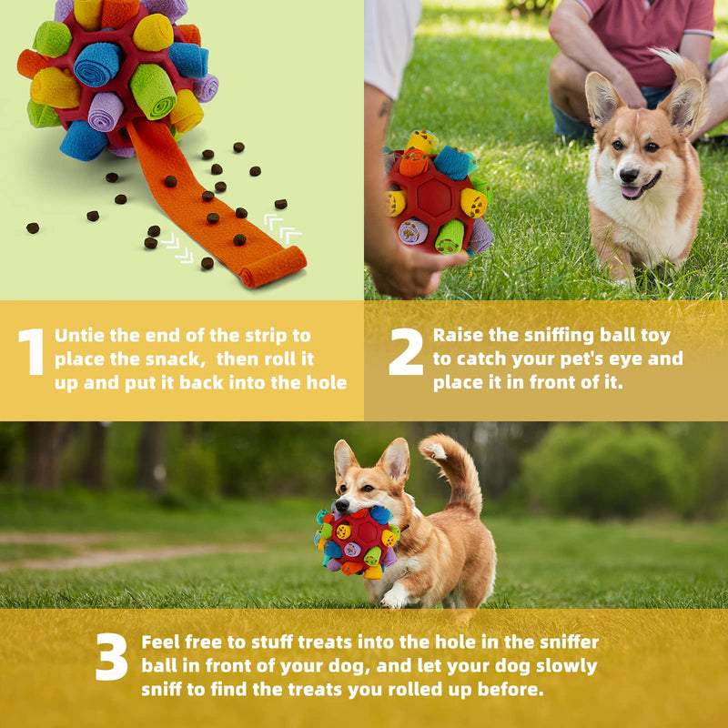 Tesytto Sniffing Ball for Dogs Interactive Dog Toy Encourage Natural Food Ability Slow Food Training Bite Resistant Puppy Play Portable Dog Intelligence Toy (Winter Red) Winter Red - PawsPlanet Australia