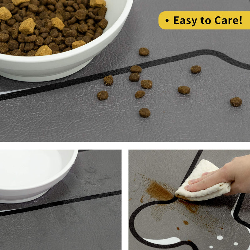 COLORPAPA Dog Food Mat Pet Mat for Food and Water Non Slip Pet Feeding Mat Waterproof Cat Food Mat Unique Bone Design Bowl Mat - PawsPlanet Australia