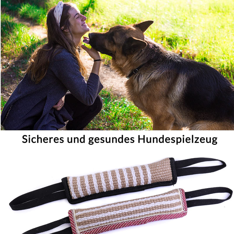EPODA Pack of 2 bite sausages for dogs, jute bite sausage K9 training with 2 handles, tug of war and pulling games with dogs, dog bite tug toy, robust dog toy - PawsPlanet Australia