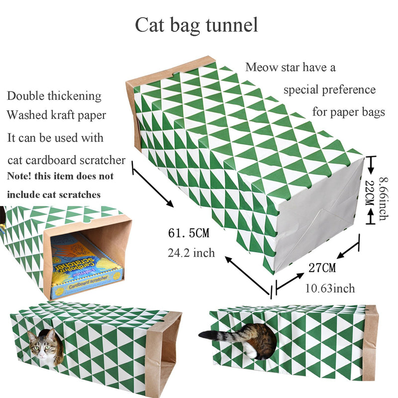 JZMYXA Cat Paper Bag Tunnel Toy Collapsible Tunnel for Rabbits, Kittens, Ferrets, Pet Paper House - PawsPlanet Australia