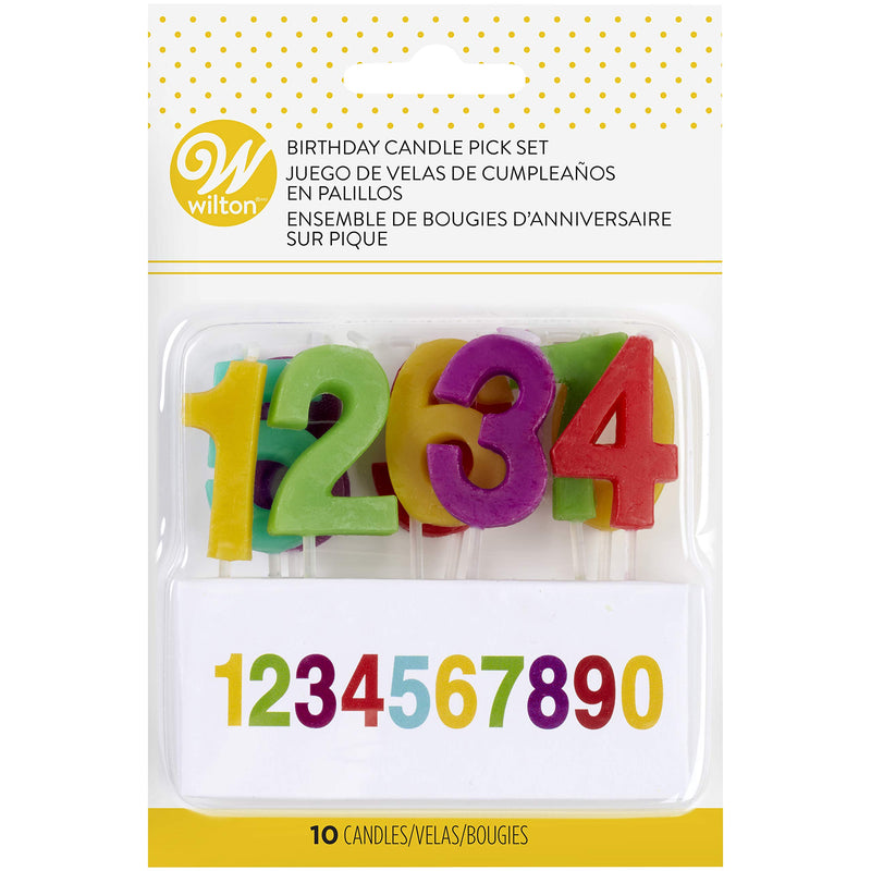 Wilton W2811-7-701 Candle Pick Set, 3-Inch, Numerals Rainbow, 10-Pack 1 - PawsPlanet Australia