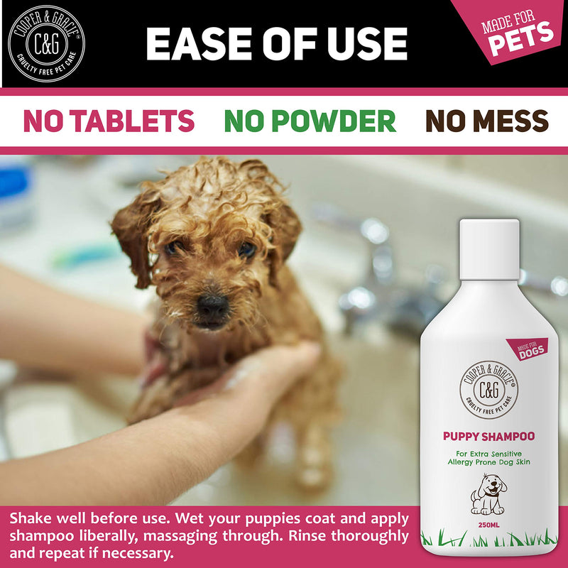 C&G Pets | PUPPY SHAMPOO 500ML | FOR SMELLY DOGS WITH ITCHY SENSITIVE SKIN | MEDICATED CONDITIONER PUPPY SAFE | EFFECTIVE FOR ALLERGY PRONE DOG SKIN | HEALTHY SHINY COAT | NATURAL ESSENTIAL OIL - PawsPlanet Australia