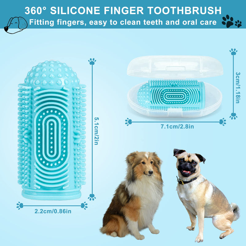 Dog toothbrush dog finger toothbrush 4 pieces for dogs (2blue + 2green) 2blue + 2green - PawsPlanet Australia