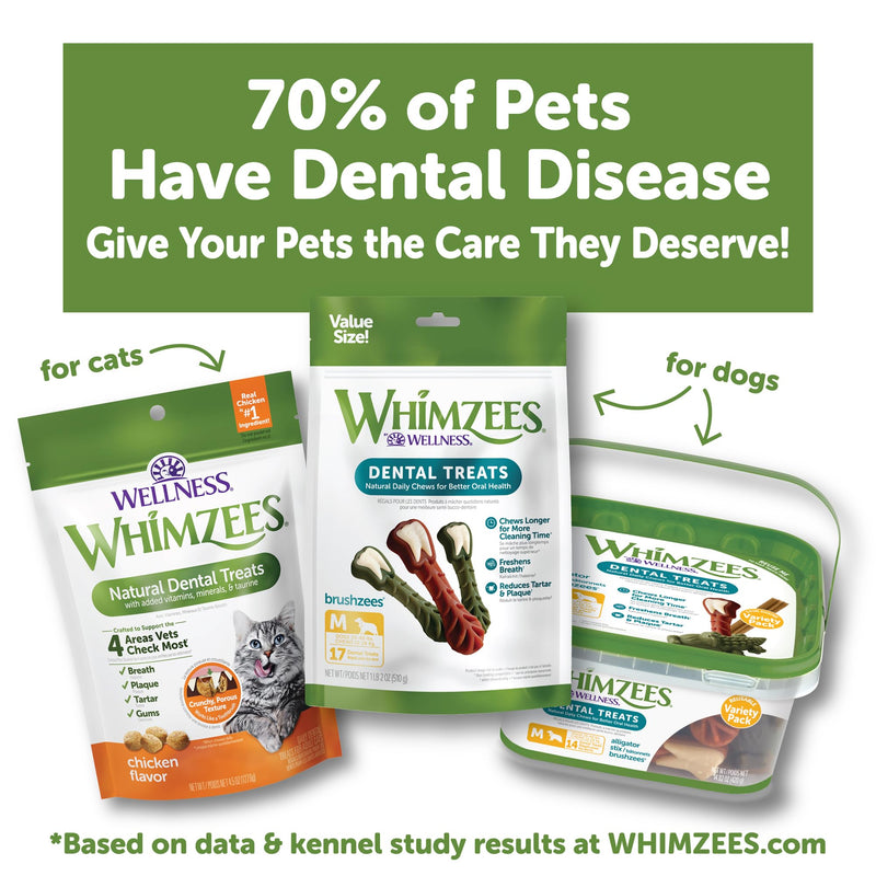 Whimzees Wellness Natural Cat Dental Treats, Chicken & Salmon Flavor, 2 Ounce 2.00 Ounce (Pack of 1) - PawsPlanet Australia