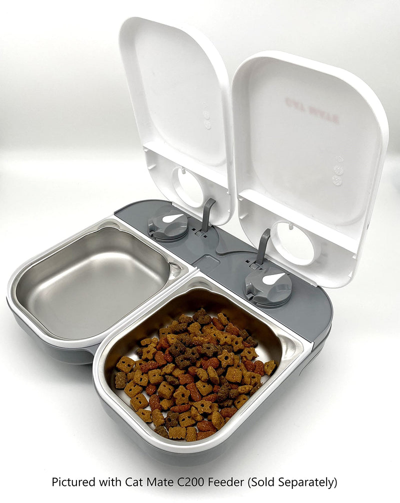 Cat Mate Stainless Steel Bowl Inserts x 2 for Cat Mate C100 and C200 Automatic Feeders (Feeder Not Included) Stainless Steel Insert Bowls x2 - PawsPlanet Australia
