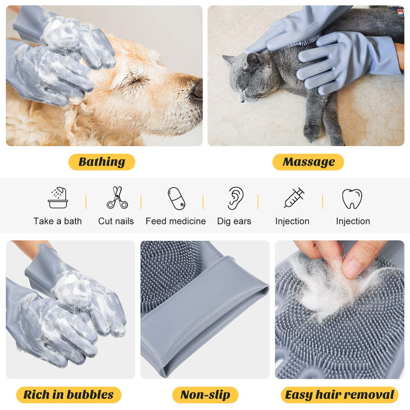 [Australia] - 4 Pieces Pet Cleaning Tools Include Cat Shower Net Bag Multi-Functional Breathable Pet Bag Pet Grooming Gloves Pets Nail Clippers for Cat’s Dog’s Bathing Nail Trimming 