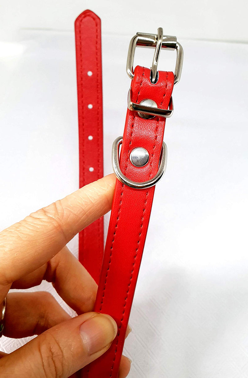 Durable Light Weight Soft Leather Collar For Medium Dogs Cats Pets, Length - 40 cm (15.7') (Red) Red - PawsPlanet Australia