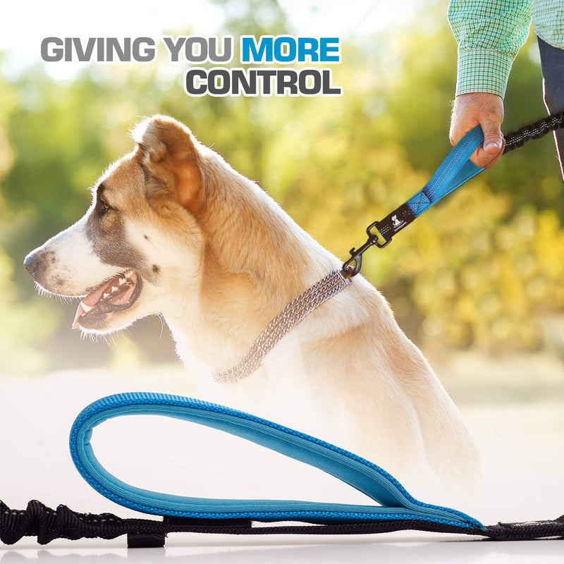 [Australia] - SparklyPets Adjustable Leash 3 in 1 Shock-Absorbing Bungee Extension Set – Heavy Duty Dog Leash Medium Large Breeds Made from Durable Nylon – Reduces Pulling Shocks Prevents Injuries Blue 